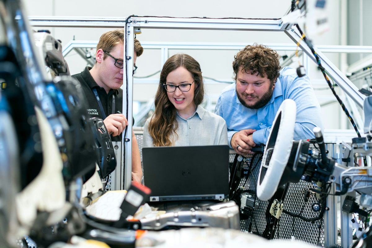 An engineering team in a lab